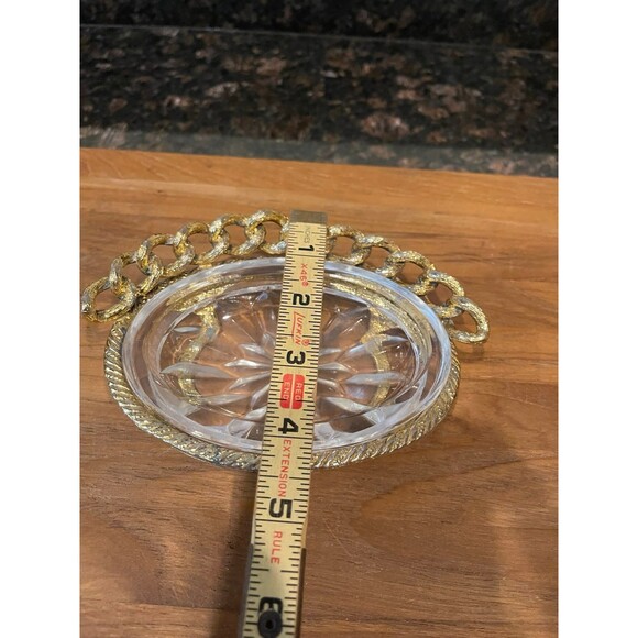 Hollywood Regency Glass Oval Mid-Century Trinket tray - Picture 6 of 7